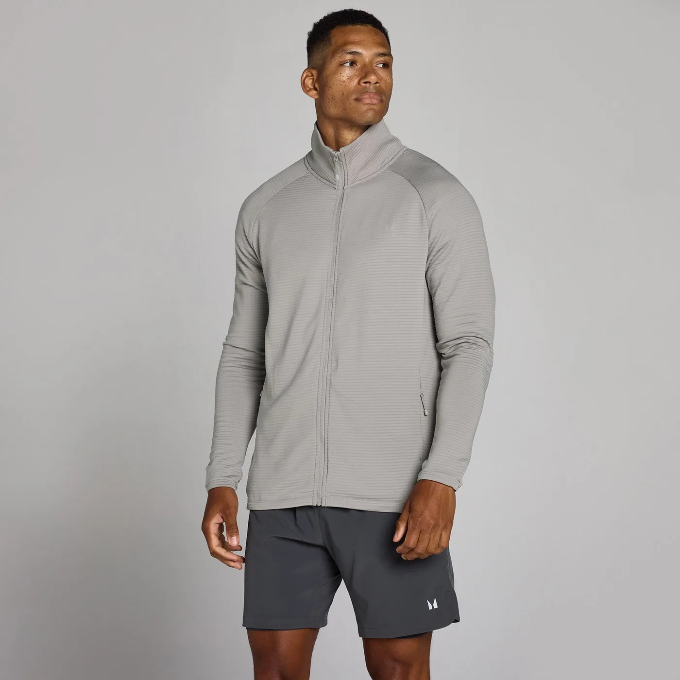 MP Herren Training Ultra Gridded Zip Through Jacke – Chalk Grey – L