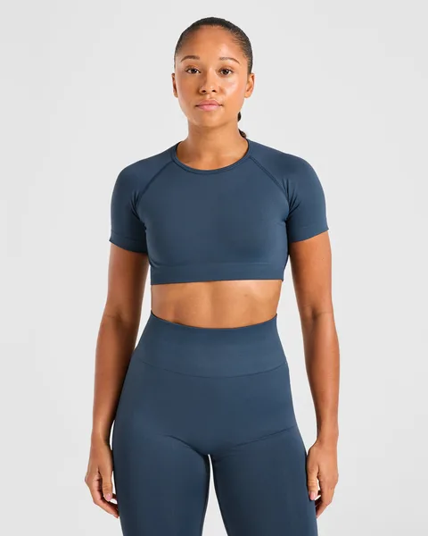 Power Seamless Crop Top – Ocean