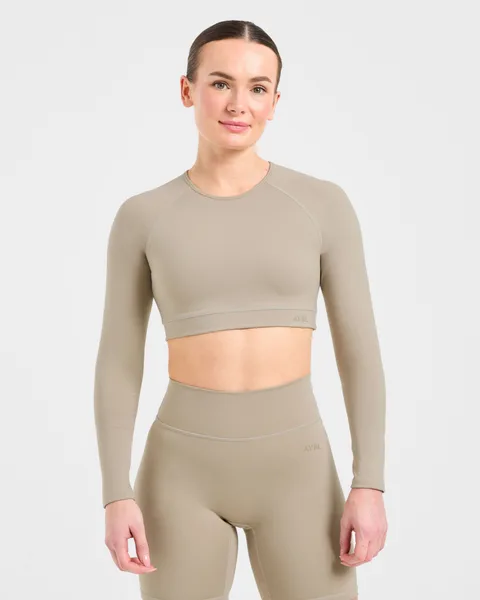 Staple Long Sleeve Crop Top – Muted