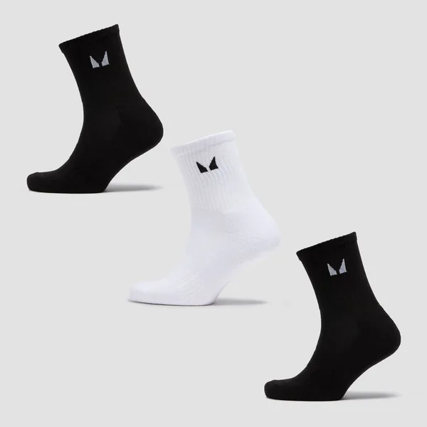 MP Unisex Crew Socks (3 Pack) Black/White UK 2-5