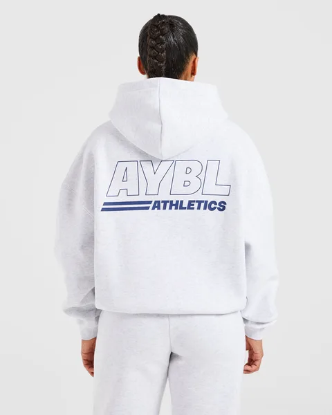 Athletics Track Oversized Hoodie Heather Grey/Navy