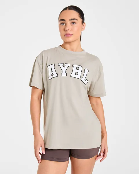 Varsity 2.0 Oversized T Shirt Taupe