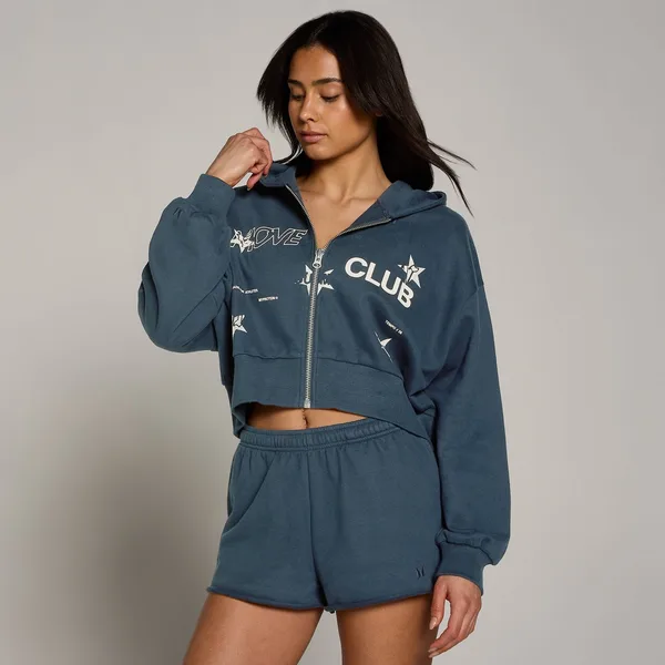 MP Dames Move Club Grafische Lichtgewicht Loopback Hoodie met Rits Faded L