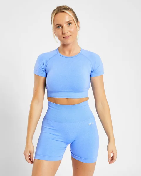 Empower Seamless Crop Top – Spring Blue Marl