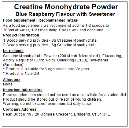 Creatine Monohydrate Powder Blue