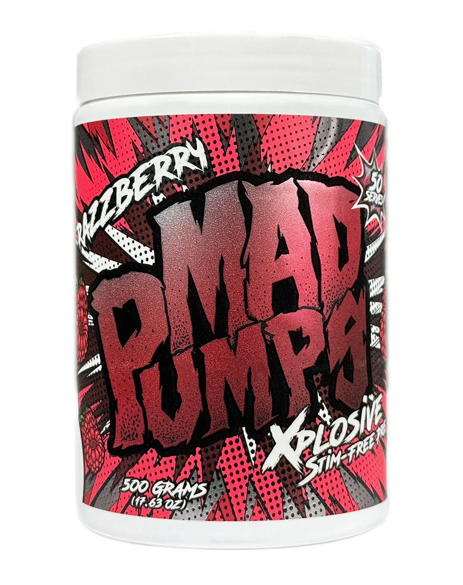 Mad Pumps Xplosive Stim-Free Pre – Razzberry 50 Serves