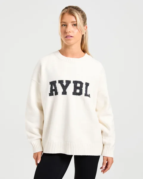 Varsity Oversized Knitted Sweater – Off