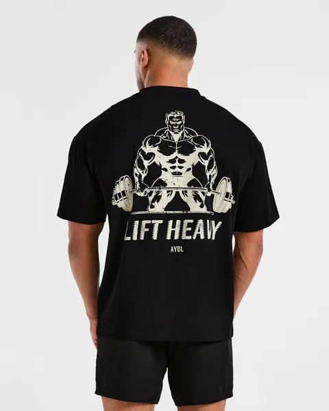 Lift Heavy Oversized T Shirt – Black/Off