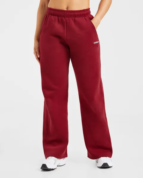 AYBL Sports Outline Oversized Straight Leg Joggers Burgundy