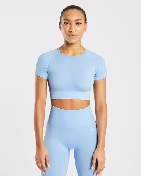 Empower Seamless Crop Top – Sky