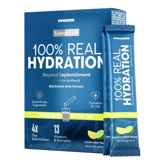 100% Real Hydration: Elektrolytenpoeder 8 sticks