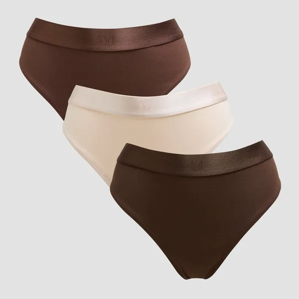 MP middelhoge string voor dames (verpakking met drie stuks) Donkerchocoladebruin/bruin/roomgeel XS