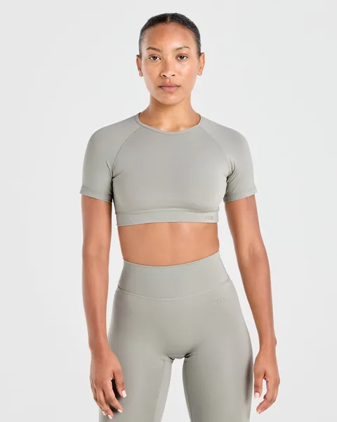 Staple Crop Top Washed Olive