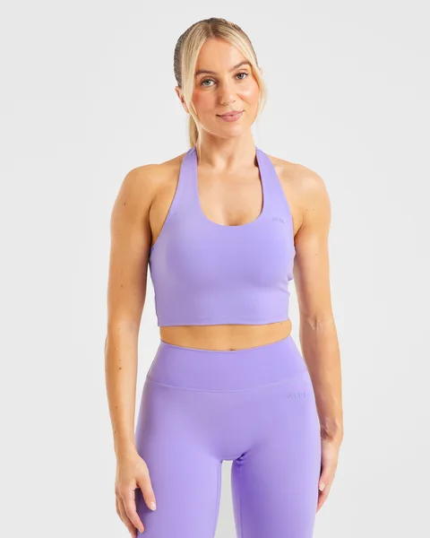 Staple Halterneck Crop Top Vibrant Violet