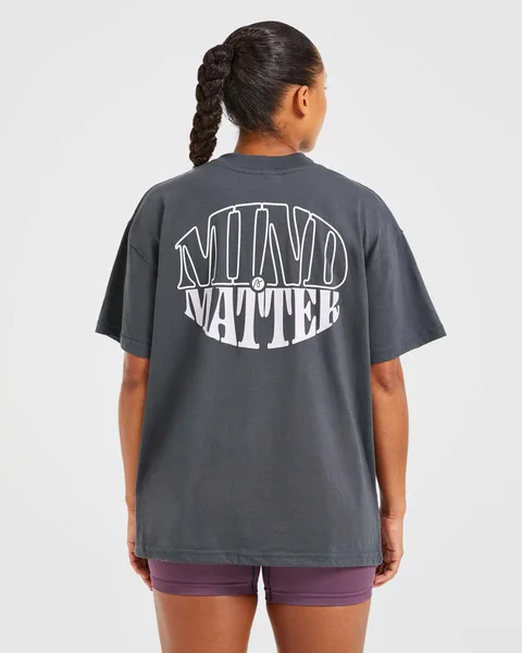 Mind Over Matter Oversized T Shirt – Charcoal/Lilac