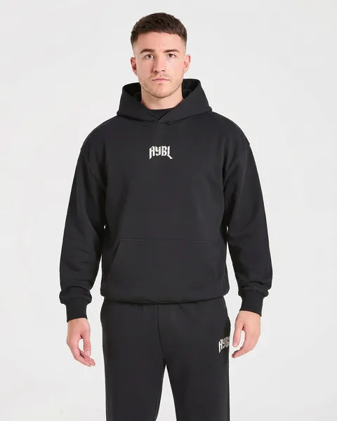 Heavy Lifting Gothic Oversized Hoodie Zwart/Off