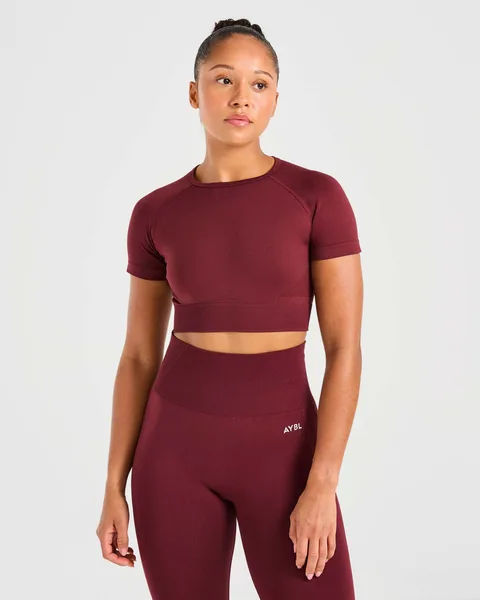 Empower Seamless Crop Top – Red Wine