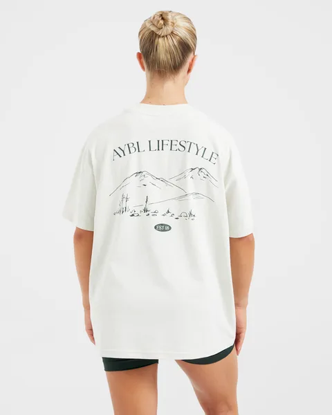 AYBL Lifestyle Oversized T Shirt Off Wit/Forest