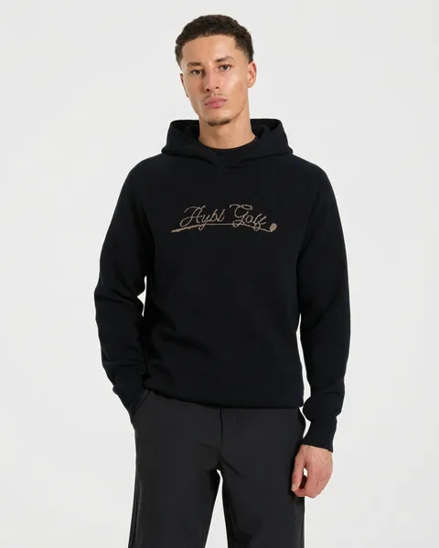 Golf Club Knitted Hoodie – Black