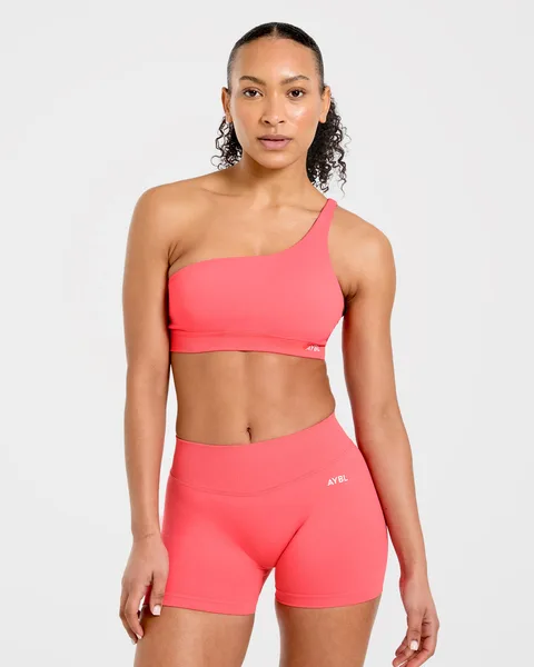 Enhance Seamless One Shoulder Sports Bra Summer Coral
