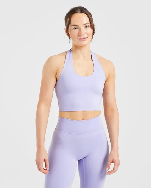 Staple Halterneck Crop Top – Pastel Lavender