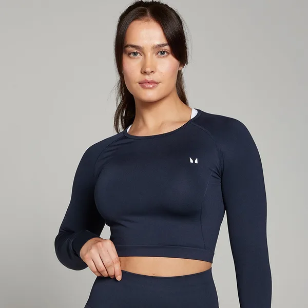 MP Shape naadloze croptop met lange mouwen voor dames Marineblauw L