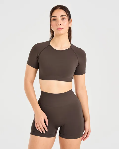 Power Seamless Crop Top – Chestnut
