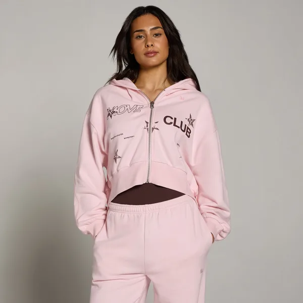 MP Dames Move Club Graphic Lichtgewicht Loopback Hoodie met Rits Blush L