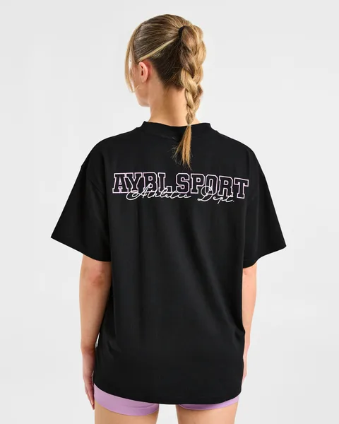 Varsity Dept. Oversized T Shirt Zwart/Lilac