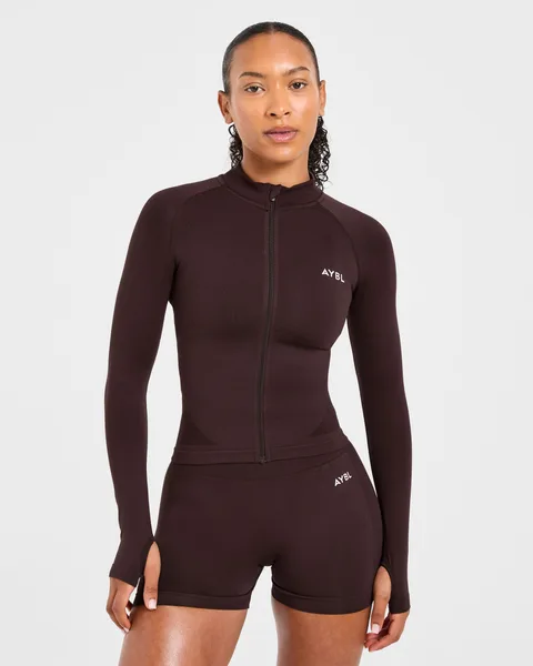 Empower Seamless Full Zip Jacket Cocoa