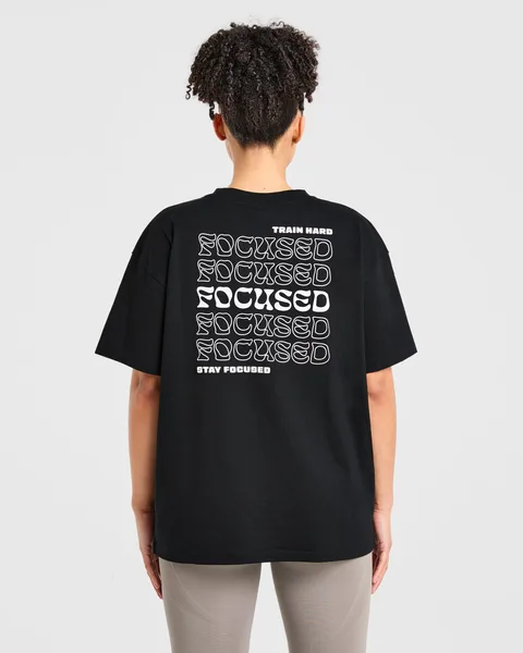 Focused Wavy Oversized T Shirt –