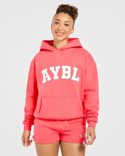 Varsity 2.0 Oversized Hoodie – Summer Coral