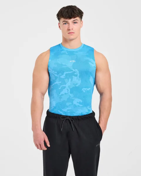Camo Seamless Tank Bright Aqua