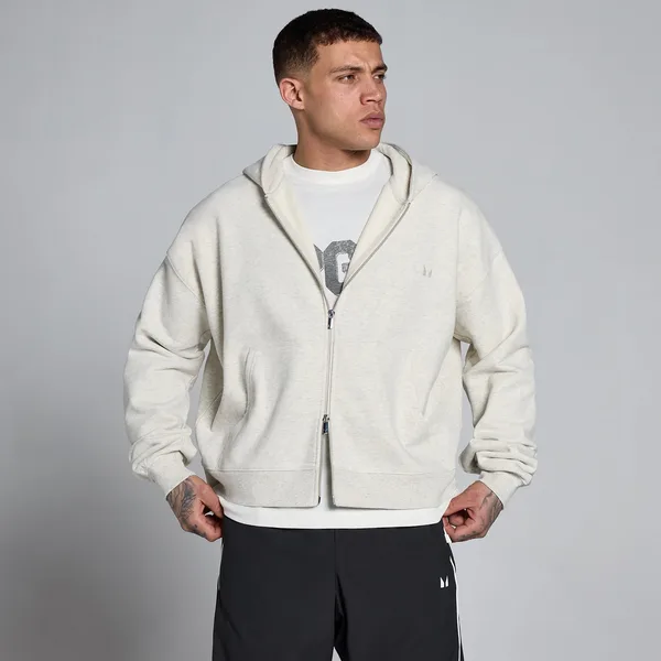 MP Men's Lift Oversized Loopback 2 Way Zip Hoodie Romig Gemêleerd L