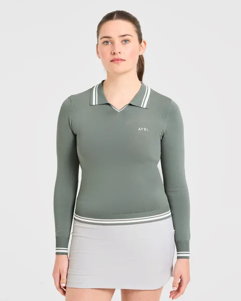 Classic Knitted Long Sleeve Polo – Hillside