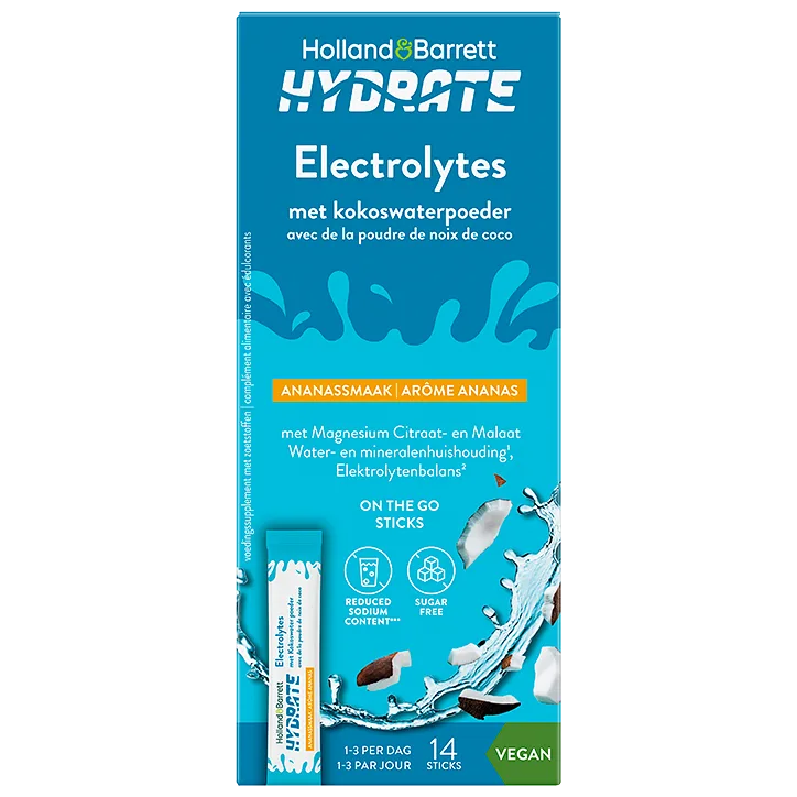 Hydrate Électrolytes Kokoswaterpoeder Ananassmaak – 14 sticks