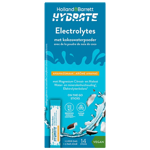 Hydrate Électrolytes Kokoswaterpoeder Ananassmaak – 14 sticks