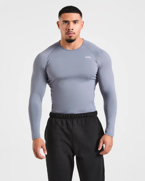 Compression Long Sleeve T Shirt Slate