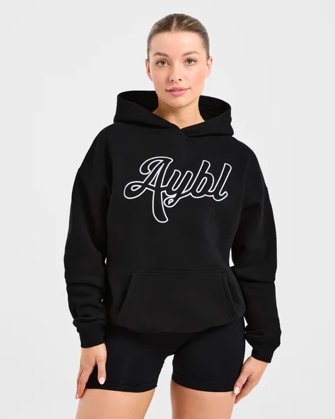 Script Embroidered Oversized Hoodie