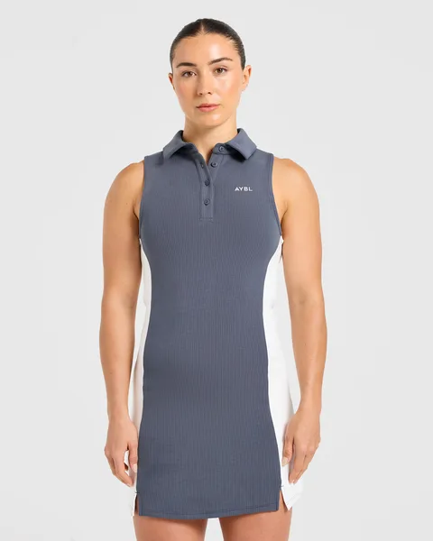 Signature Collar Dress – Steel
