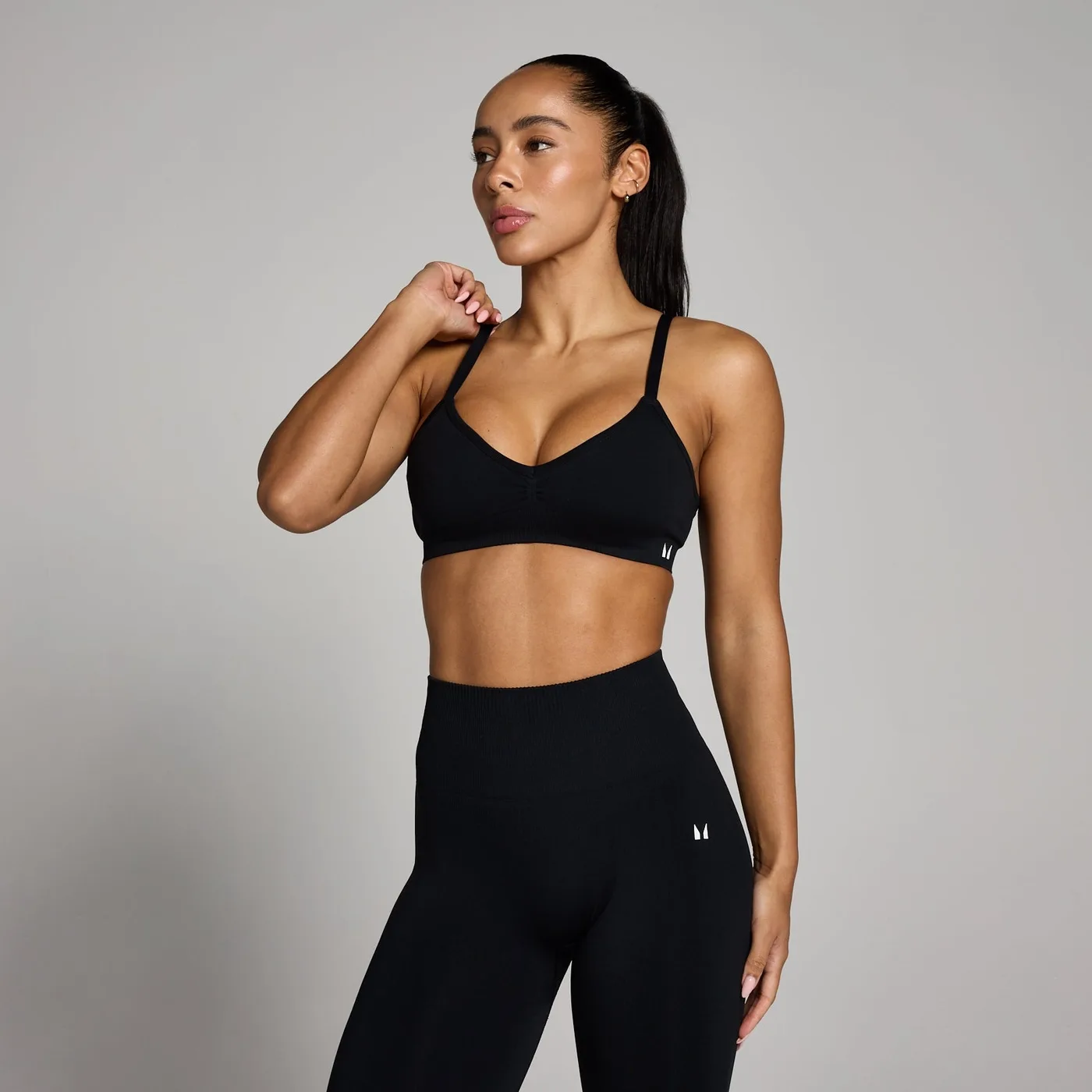 MP Damen Tempo Nahtlos Geraffter Sport-BH Schwarz M