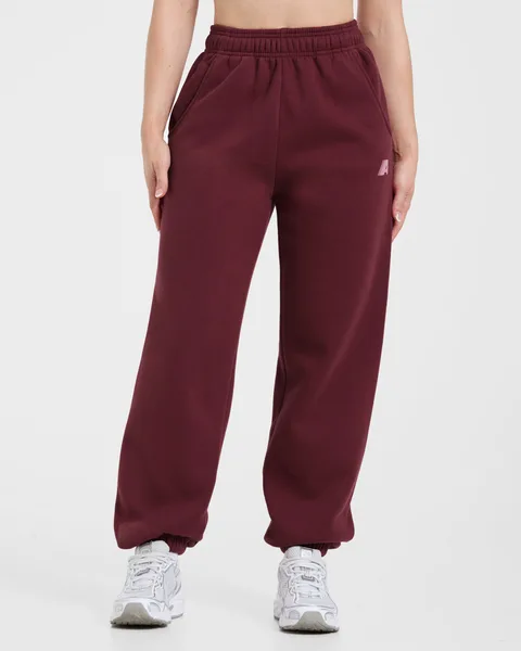 Retro Athletics Oversized Joggers Deep Raspberry/Roze