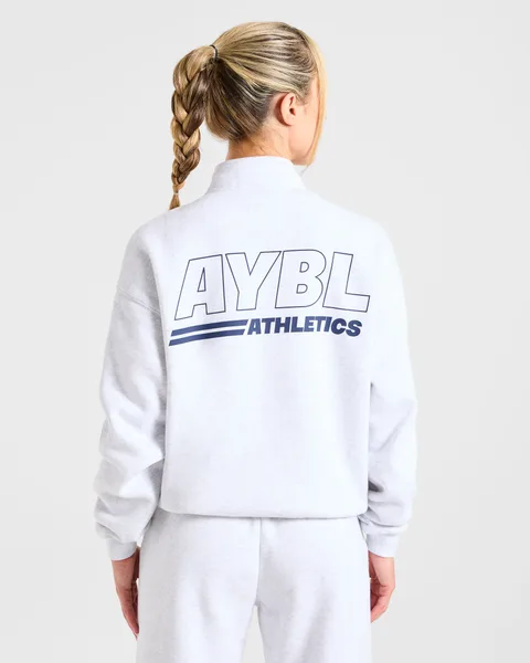 Athletics Track Oversized 1/4 Zip Pullover – Heather