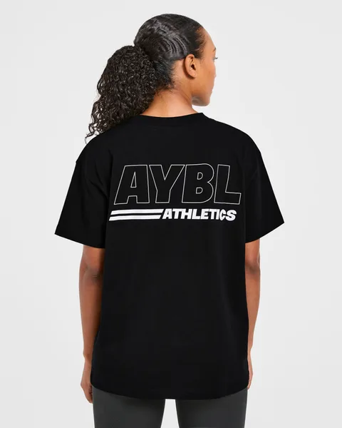 Athletics Track Oversized T Shirt Zwart/Wit