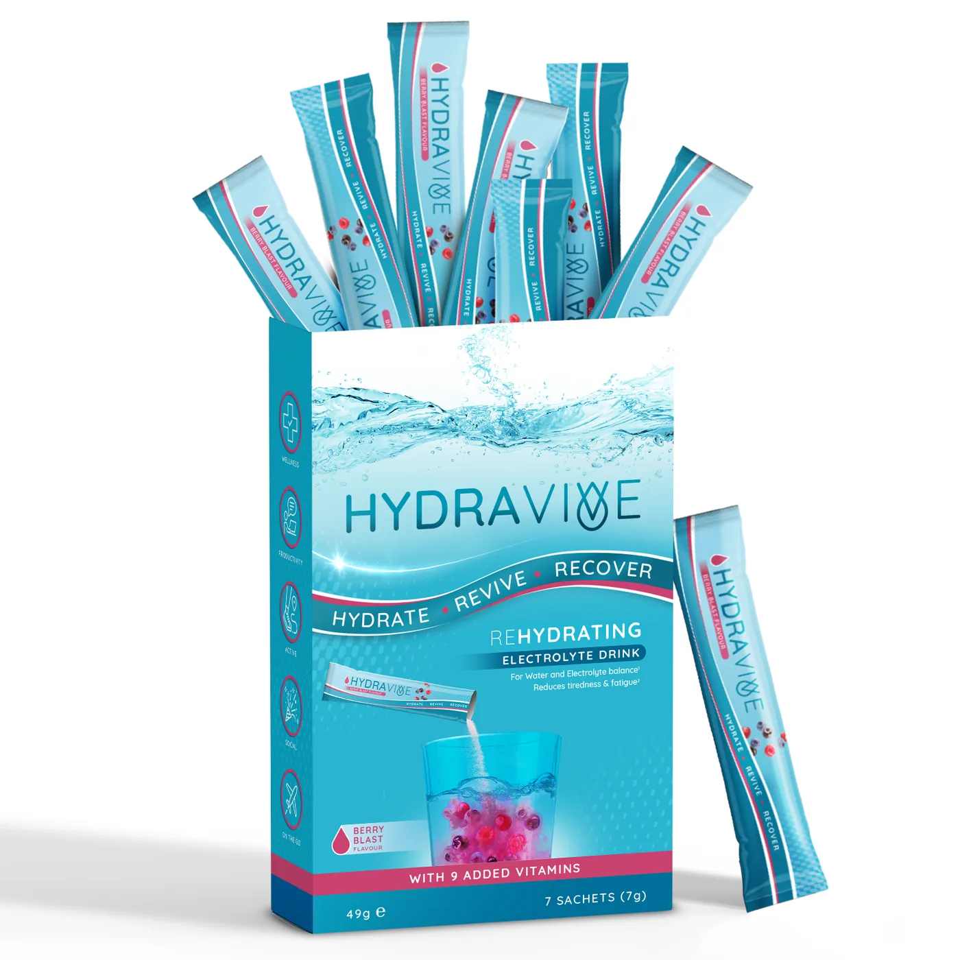 Hydravive Rapid Rehydration Electrolytes Powder – 7 Pack