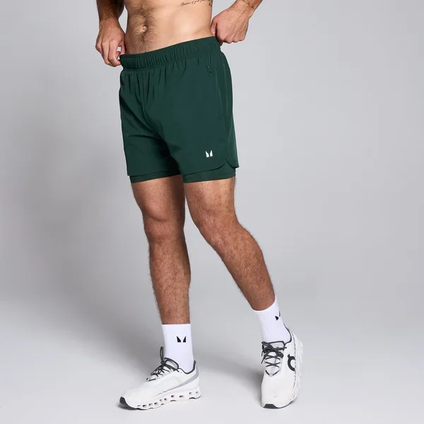 MP 2-in-1-trainingsshort met binnenbeenlengte van 13 cm voor heren Smaragdgroen S
