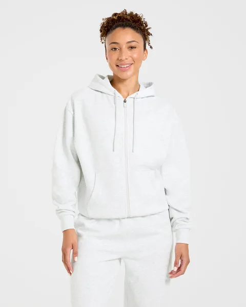 Lifestyle Oversized Zip Up Hoodie – Heather