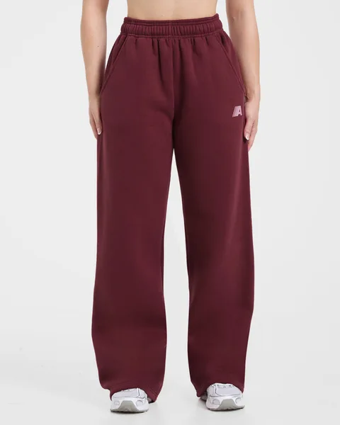 Retro Athletics Oversized Straight Leg Joggers Deep Raspberry/Roze