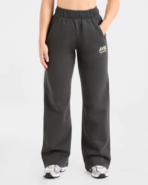 AYBL Sports Club Oversized Straight Leg Joggers Charcoal/Geel