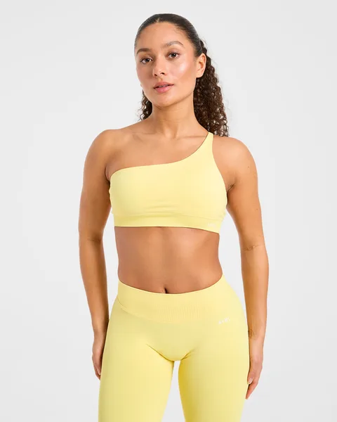 Enhance Seamless One Shoulder Sports Bra Bright Geel